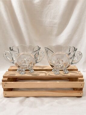 💥3/$50 Cambridge Glass “Nautilus” 3D Shell Embossed Creamer & Open Sugar Set